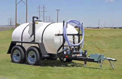 800 gallon water trailer staged for municipal use