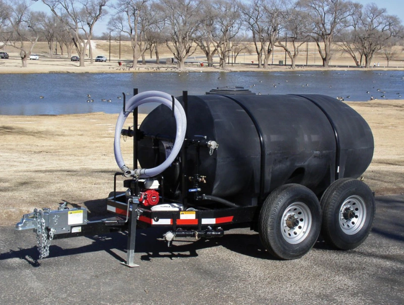 Trailer spraying fire with water