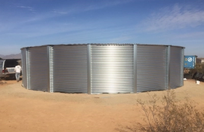 Corrugated steel water storage tank