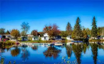 Homes around man-made pond