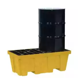 Two drum pallet spill containment with a 55 gallon drum on top