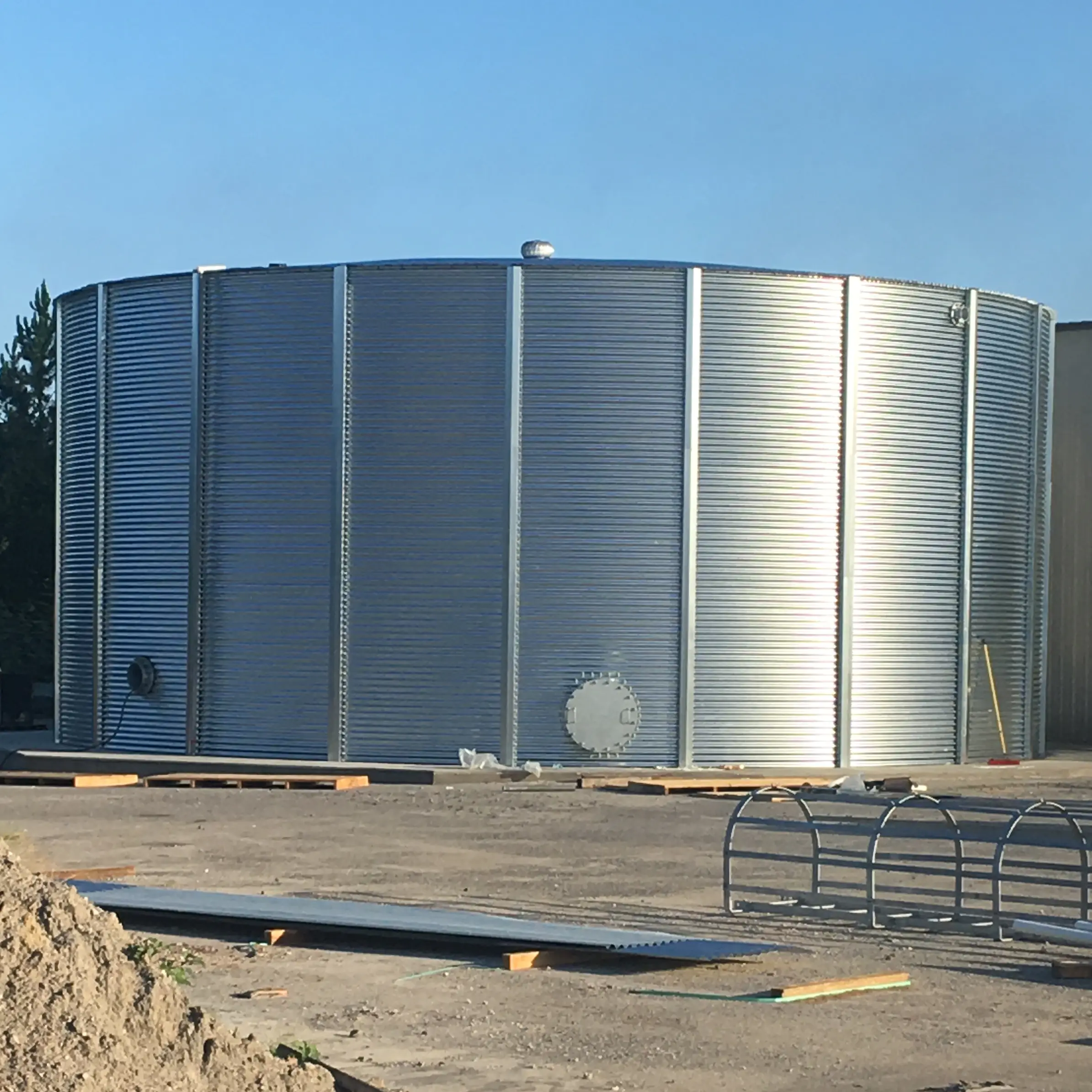 corrugated steel tanks installed