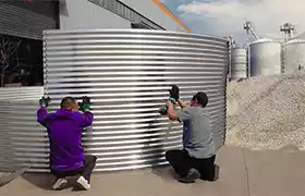 Corrugated Steel tank being installed