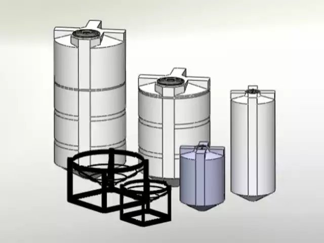 Collection of Industrial tanks with stands being shown