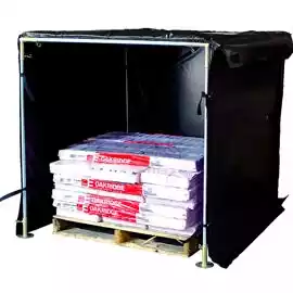 Pallet Box heater being used for heating roofing materials