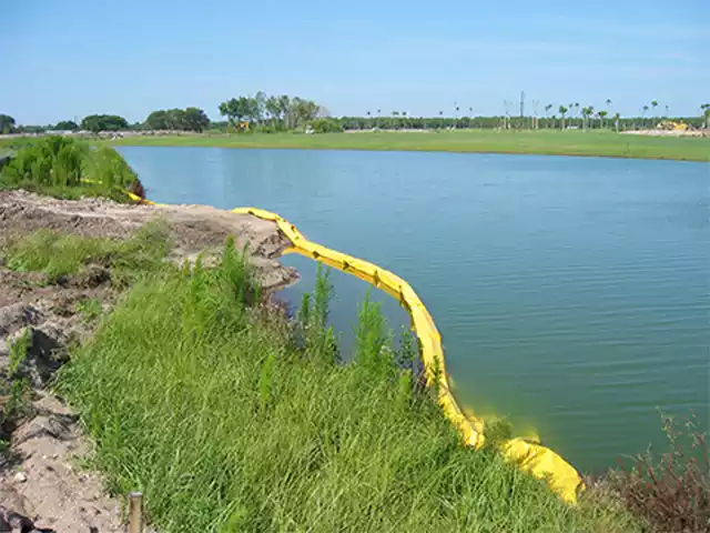 type 1 DOT silt curtain installed on river